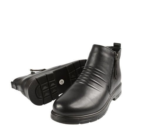 Ghete casual, dama, FORMAZIONE, 76-76 negru, piele naturala